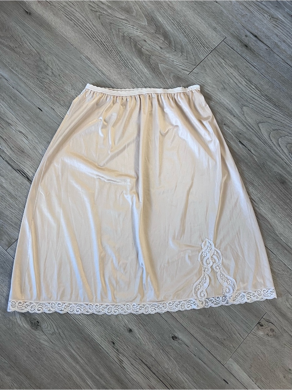 Vintage Light Cream Lace-Trim Half Slip